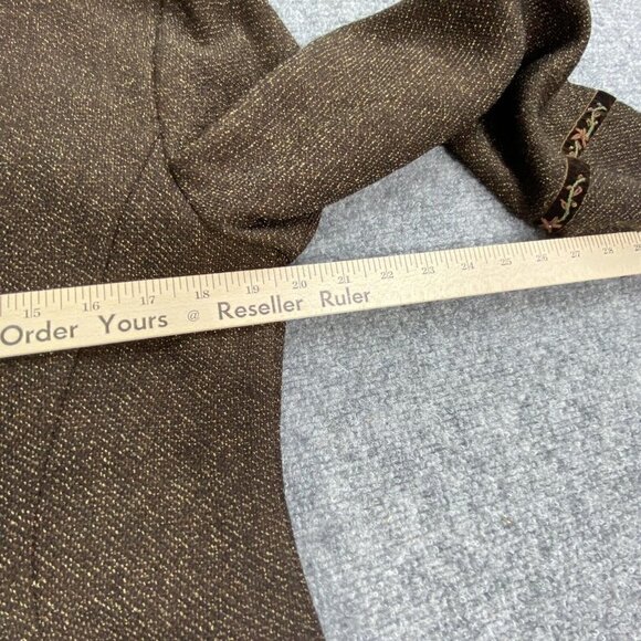 Plaza South Jacket Women 12P Brown shacket Bell sleeves‎ Embroidered details - Picture 11 of 12